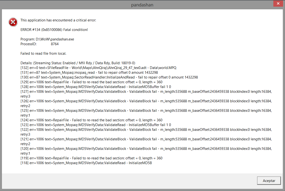 Error 134 wow sirus. ВОВ Сириус Error 134. Ошибка 134 ВОВ Сириус. This application has encountered a critical Error Fatal Error Warcraft. Error 134 Novella.