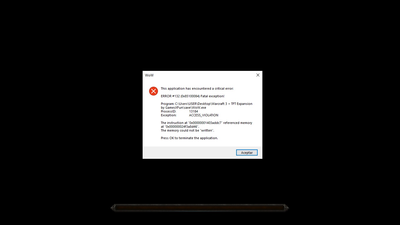 Error description assertion failed. Error description assertion failed